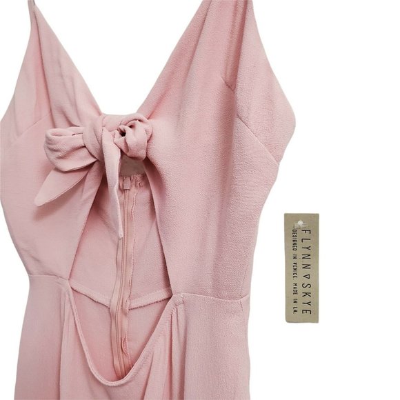 Flynn Skye Bri Mini Dress Large Pink Cut Out Front Tie Barbiecore Sleeveless NEW - Picture 5 of 12